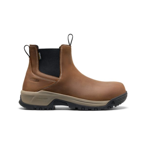 Men's Evanston Chelsea Waterproof Work Boot (Soft Toe) | Bison/Black