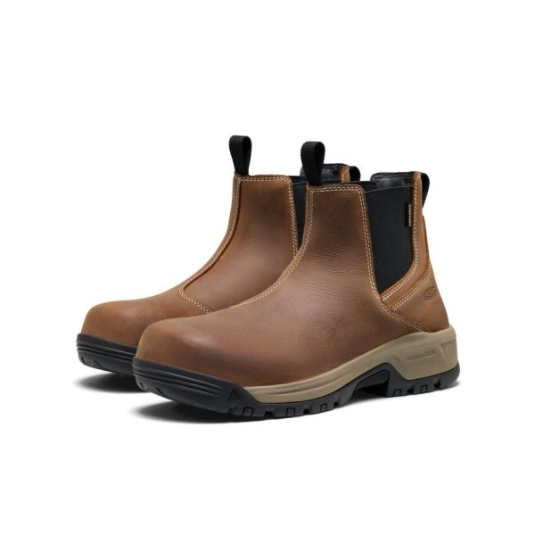 Men's Evanston Chelsea Waterproof Work Boot (Carbon Toe) | Bison/Black