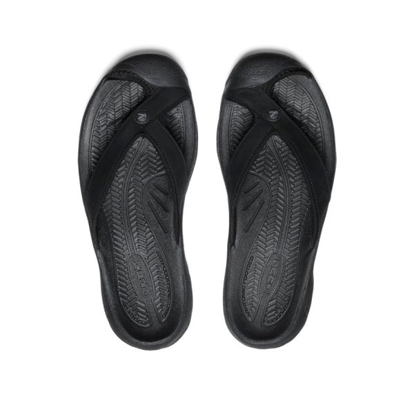 Women's Waimea Leather Flip-Flop | Black/Black